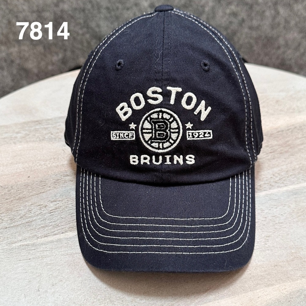 NHL Boston Bruins Black Embroidered Adjustable Hat Contrast Stitching NEW